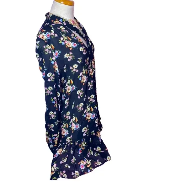 🌹 Zara Woman 🌹 Sheer Floral Long Sleeve Ruffle Dress - Picture 7 of 15